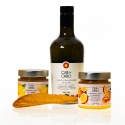 Buon Appetito – natives Olivenöl extra (EVO) + Orangen- und Zitronenmarmelade sowie Olivenholz-Messer